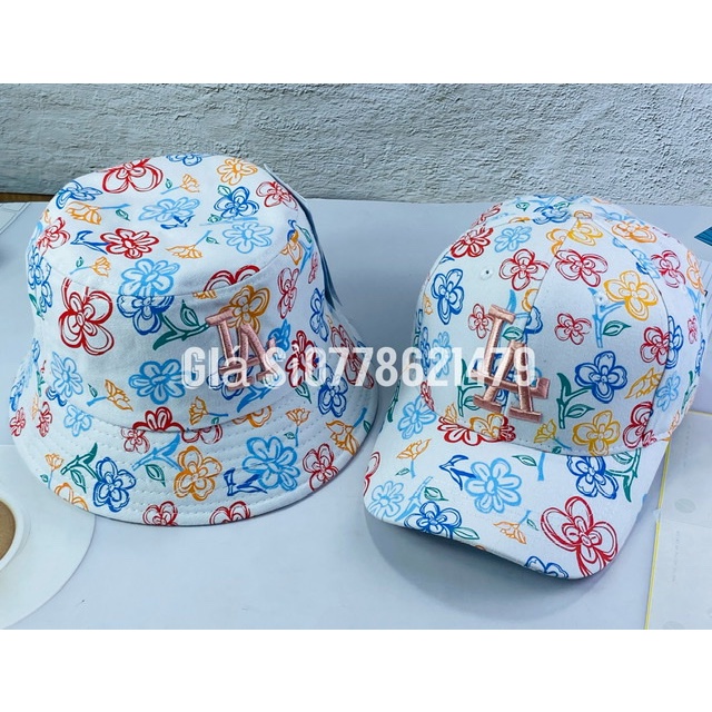 Nón cặp nam nữ (2 nón) combo 1 cặp kết lưỡi trai + bo bucket họa tiết thêu thời trang hàn quốc