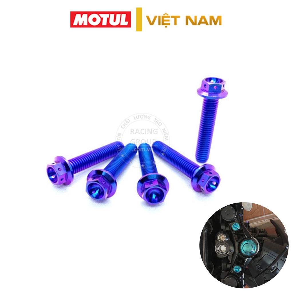 Ốc titan GR5 8li40 đầu vương miện gắn ghi đông, treo pô cho Wave, Sirus, Winner, Winner X, Exciter 150, Exciter 155