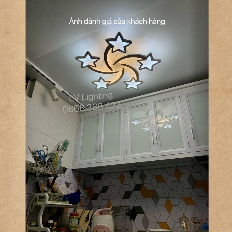 Đèn Trần Trang Trí Phòng Khách Hình Ngôi sao 5 Cánh - Bóng Đèn Led Siêu Sáng - Khung Thép Sơn Tĩnh Điện - Mã 8410/5