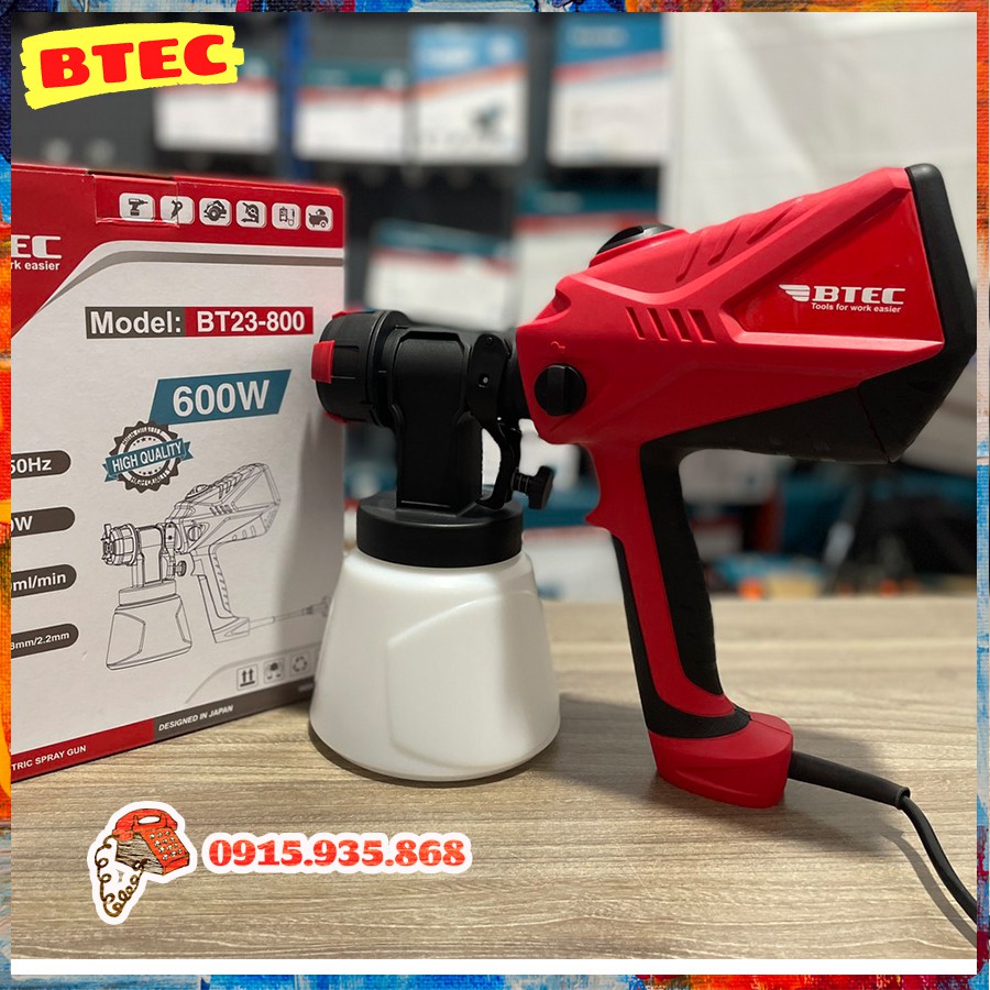 Máy phun sơn điện BTEC BT23-800, Bình 1 Lít. kèm 4 béc phun, bảo tín official store