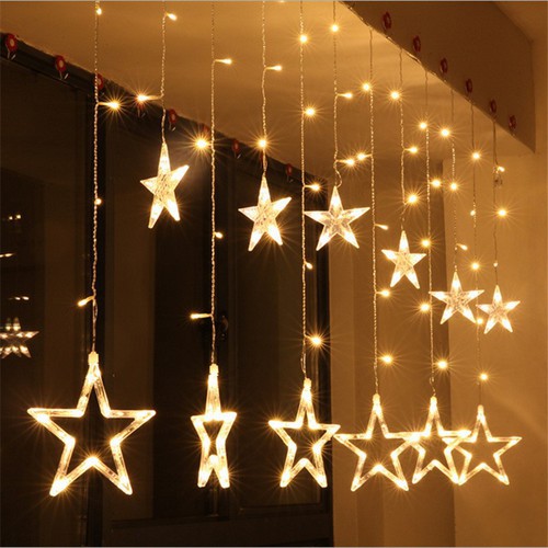 Bộ Dây Đèn Led Trang Trí Kiểu Dáng 12 Ngôi Sao Lớn Nhỏ Trang Trí Noel, Lễ , Tết , Party