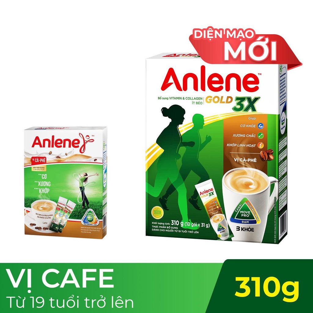 [FONTERRA] Sữa Anlene 3x Hương cà Phê Hộp Giấy 280g ( cho người trên 19 tuổi) mẫu mới