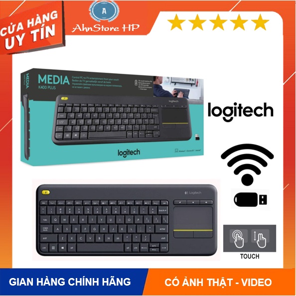 Bàn phím cảm ứng không dây Logitech K400 Plus (K400 Plus wireless touch keyboard) chính hãng