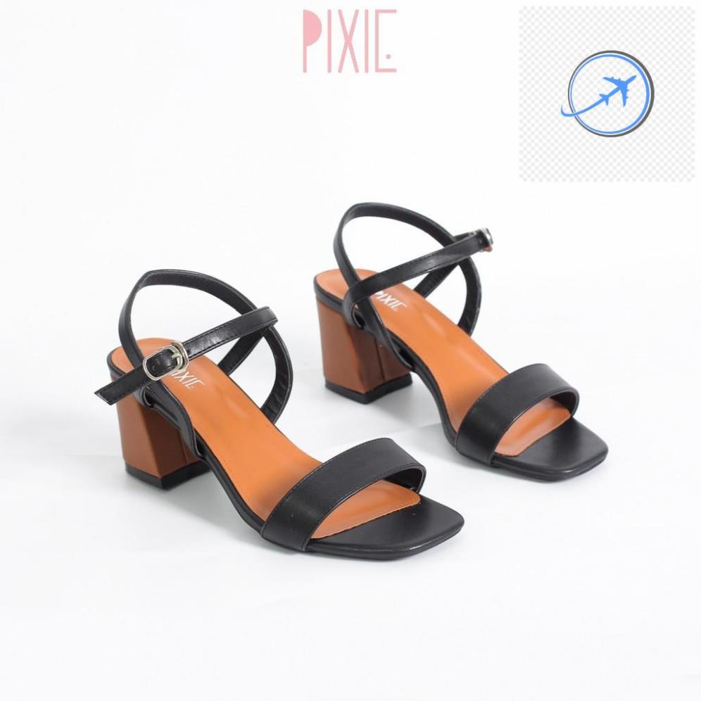 Giày Sandal Cao Gót 6cm Đế Vuông Mix Nhiều Màu Pixie X467