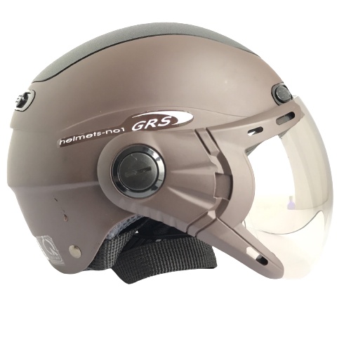 Mũ bảo hiểm 1/2 đầu có kính cao cấp - GRS A102K Nâu - Vòng đầu 54-57cm - Bảo hành 12 tháng