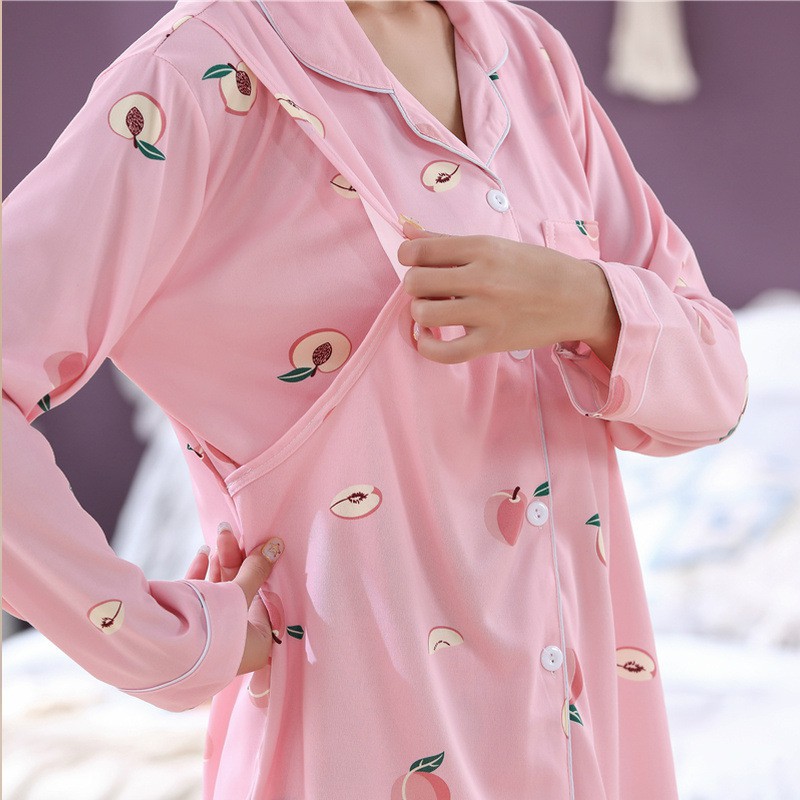 Đồ bộ bầu pijama bà bầu và sau sinh cho con bú ti dài tay thu đông mặc nhà có bigsize 80kg