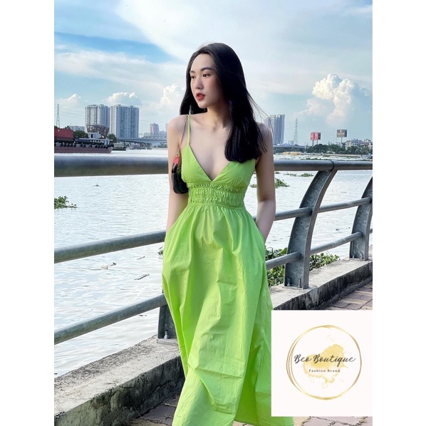 SALW co video ảnh thật váy maxi zara 2 dây sang nhẹ nhàng cổ chữ V