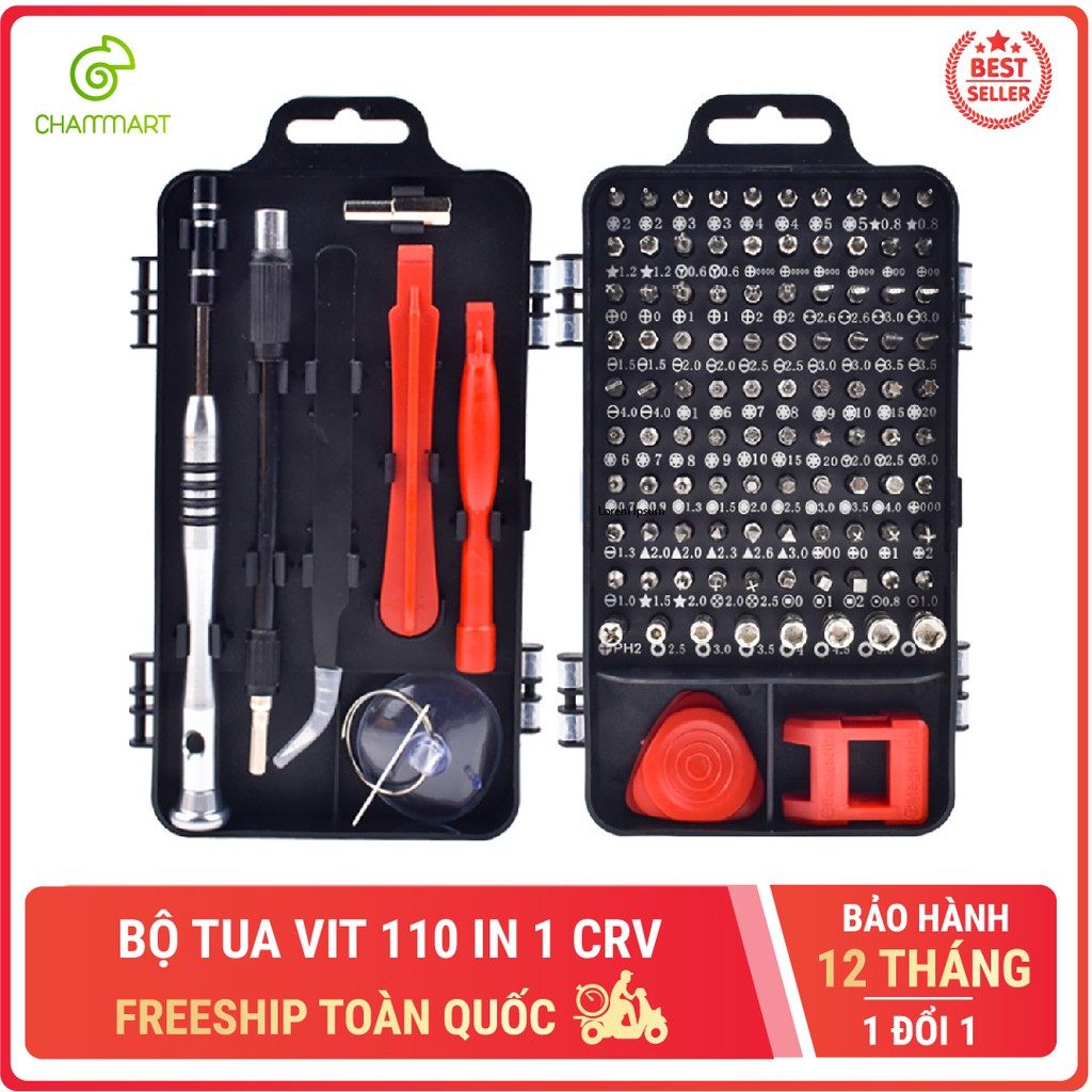 Bộ tua vít đa năng 110 in 1 CRV dụng cụ chuyên sửa chữa tháo lắp điện thoại laptop bỏ túi