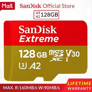 Thẻ nhớ microsdxc sandisk extreme 128gb v30 u3 4k a2 r160mb/s w60mb/s - không có đầu đọc thẻ