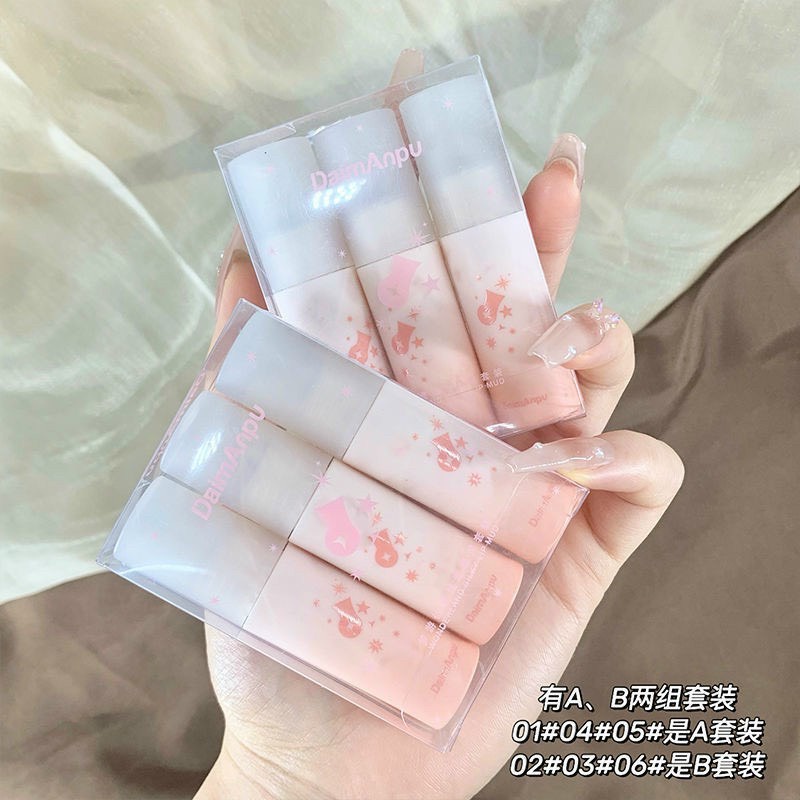 Hộp 3 son kem lì daimanpu