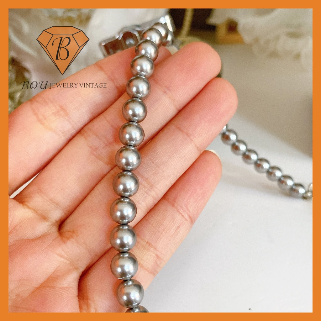 VÒNG CỔ TRAI ĐÁ SECONDHAND TRANG SỨC SI NHẬT BẢN BOU JEWELRY VINTAGE MÃ VC380-M1