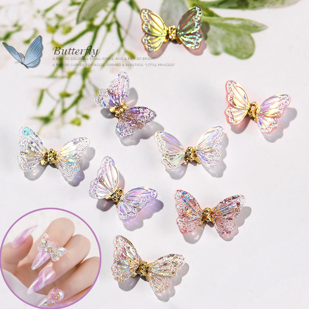 Bươm Bướm Bay 3D Lấp Lánh Sang Trọng|Móng Tay|Đá Đính Móng Tay Màu Sắc Lấp Lánh DIY