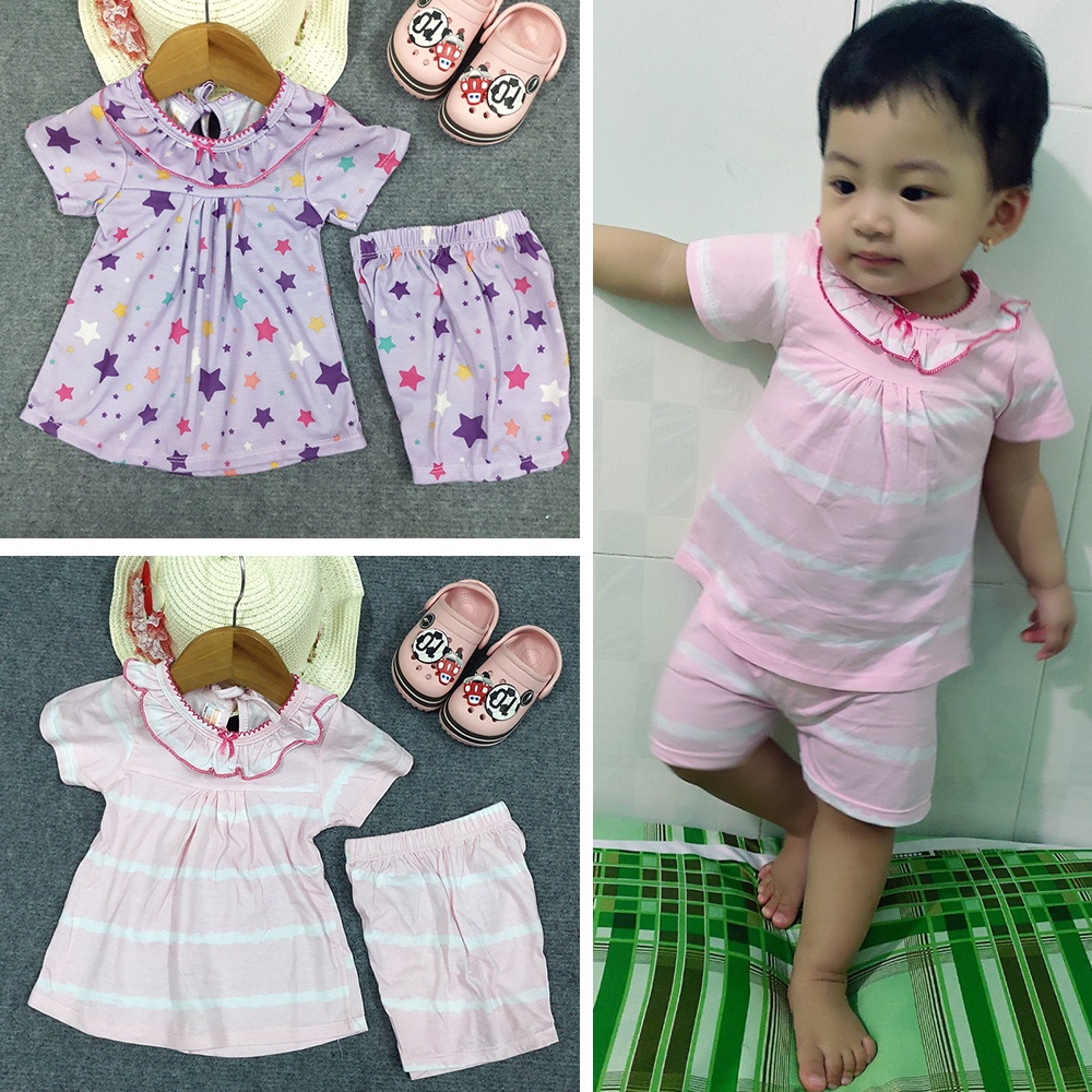 Combo 3 bộ đồ lửng trẻ em từ (8-20kg), chất thun co giãn mềm, họa tiết nhiều màu dễ thương cho bé gái đi học, đi chơi