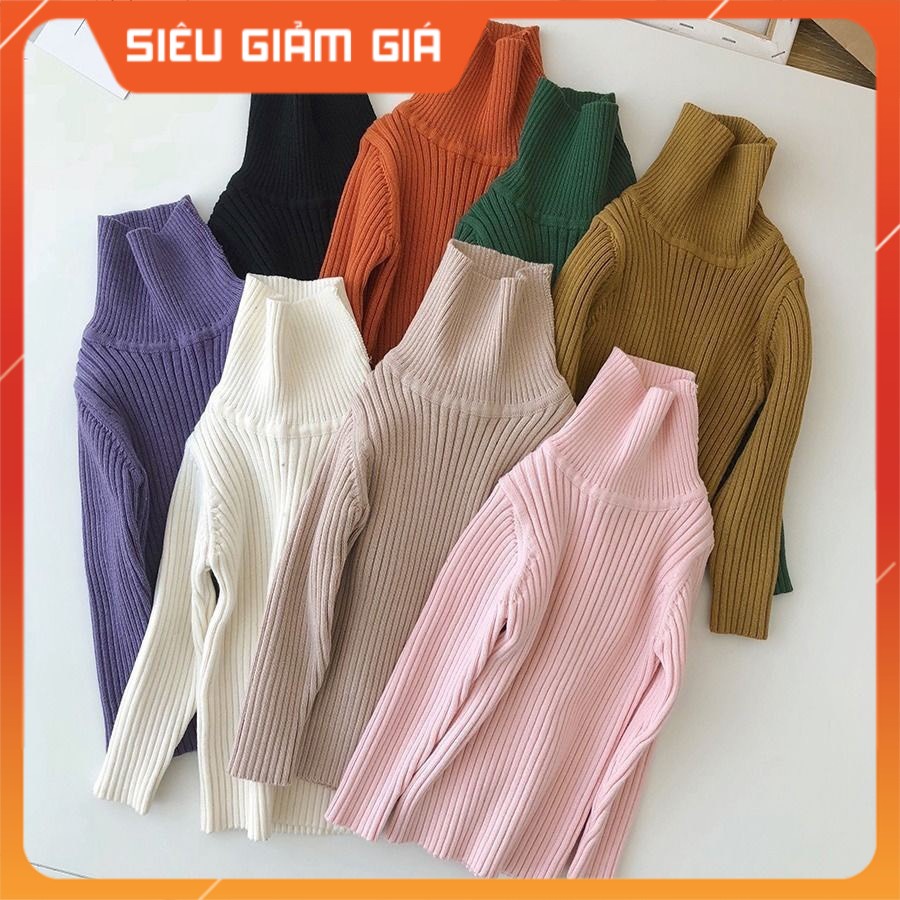 Áo len cổ lọ bé trai và bé gái 2-7 tuổi phong cách Hàn Quốc, Áo len cao cổ cho bé dày dặn không bai xù