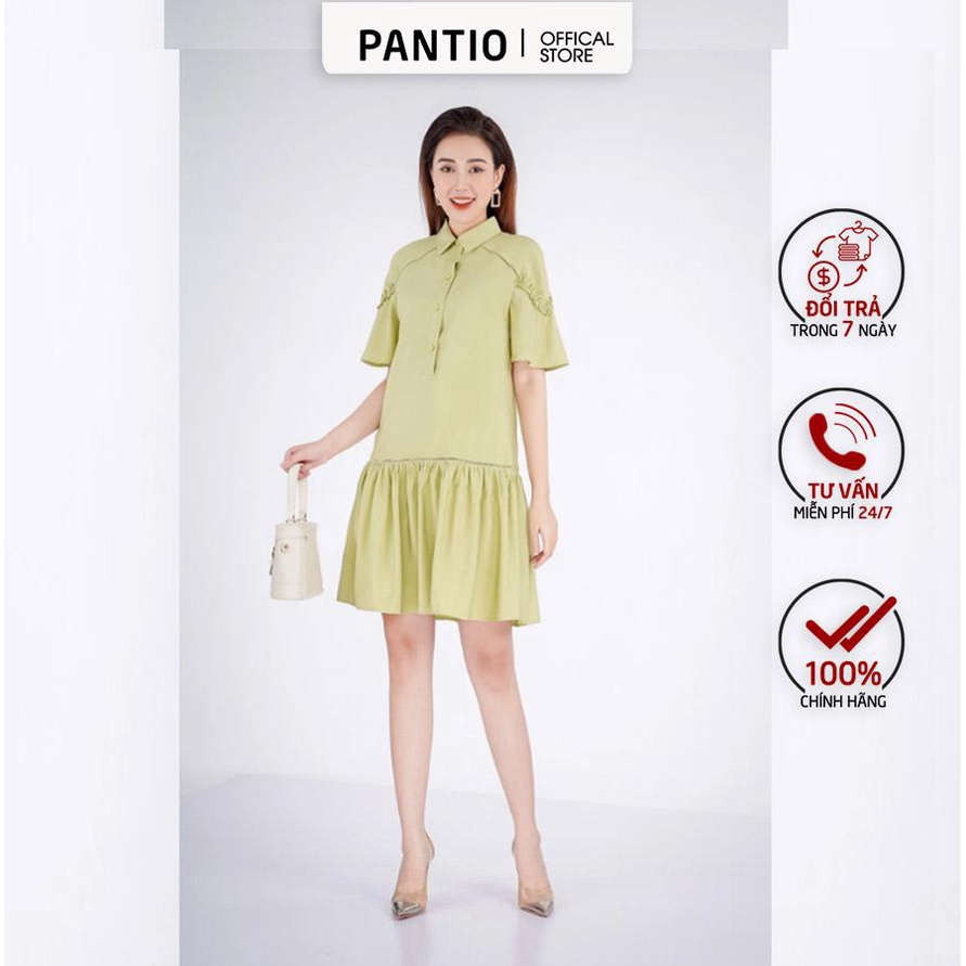 FDC33043 - Đầm công sở chất liệu thô dáng xòe ngắn tay - PANTIO