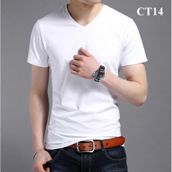 [Hot Sale] Áo thun nam cổ tim tay ngắn dáng body chất 100% cotton đẹp nhiều màu thời trang ⚡ *