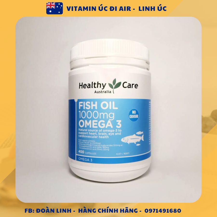 Dầu cá tự nhiên Healthy Care Fish Oil 1000mg Omega 3, 400 viên, Date xa