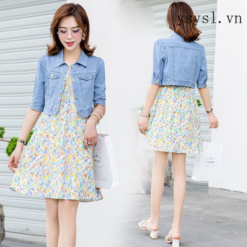 Áo Khoác Denim Ngắn Tay Lửng Phong Cách Hàn Quốc Thời Trang Xuân Hè Dành Cho Nữ 2022