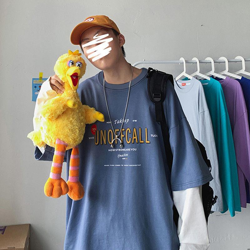 Áo thun giả hai lớp tay dài dáng rộng in chữ cho nam | BigBuy360 - bigbuy360.vn