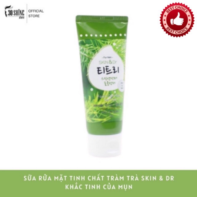Sữa rửa mặt nam 30Shine phân phối chính hãng Skin&dr Tràm trà 80g cho da mụn, da dầu, dưỡng ẩm trắng da | BigBuy360 - bigbuy360.vn