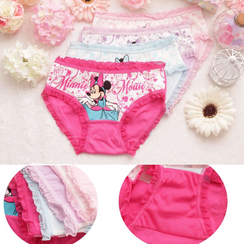 Bộ 3 quần lót cotton in hình chuột Mickey đáng yêu dành cho bé gái