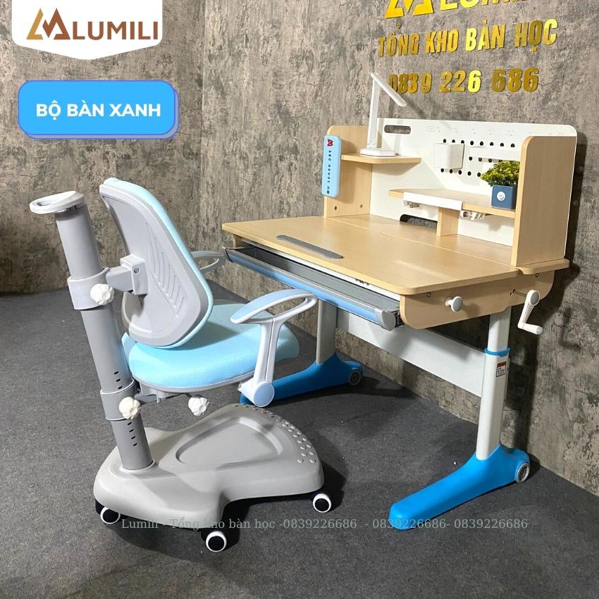 bàn học chống gù chống cận lumili ABC house mặt bàn gỗ tự nhiên cao cấp bàn ghế học sinh thông minh