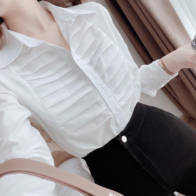Áo sơ mi trắng nữ áo kiểu nữ Hàn Quốc chất vải mềm mát cao cấp - Mã A614 | BigBuy360 - bigbuy360.vn