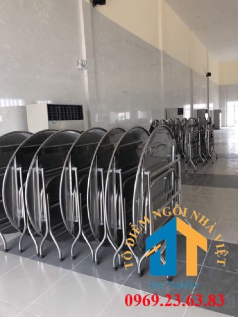 Bàn inox tròn 1m2, inox 201 nguyên chất, không rỉ, không hút nam châm | BigBuy360 - bigbuy360.vn