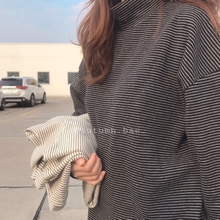 Áo nỉ kẻ cổ 3p tay bồng