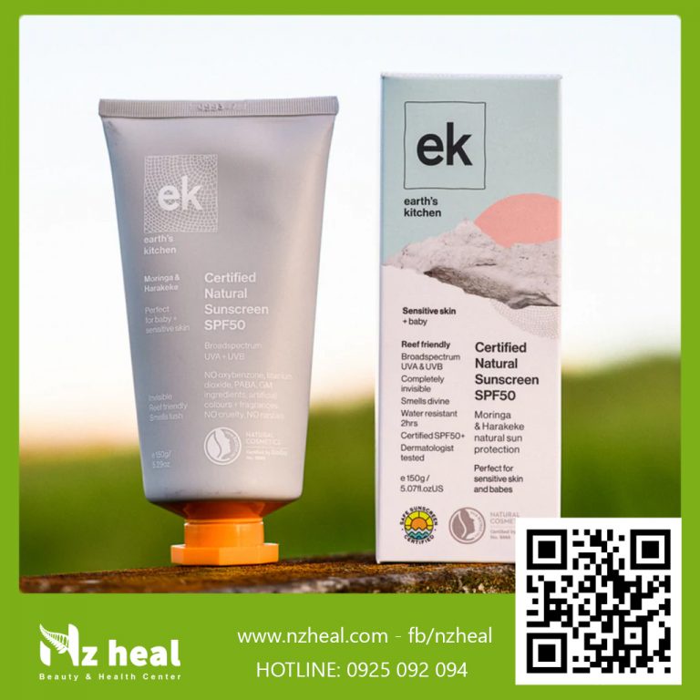 [Hỏa tốc] Kem chống nắng hữu cơ cho da nhạy cảm EK Moringa &amp; Harakeke SPF50+ 150g - Earth's Kitchen
