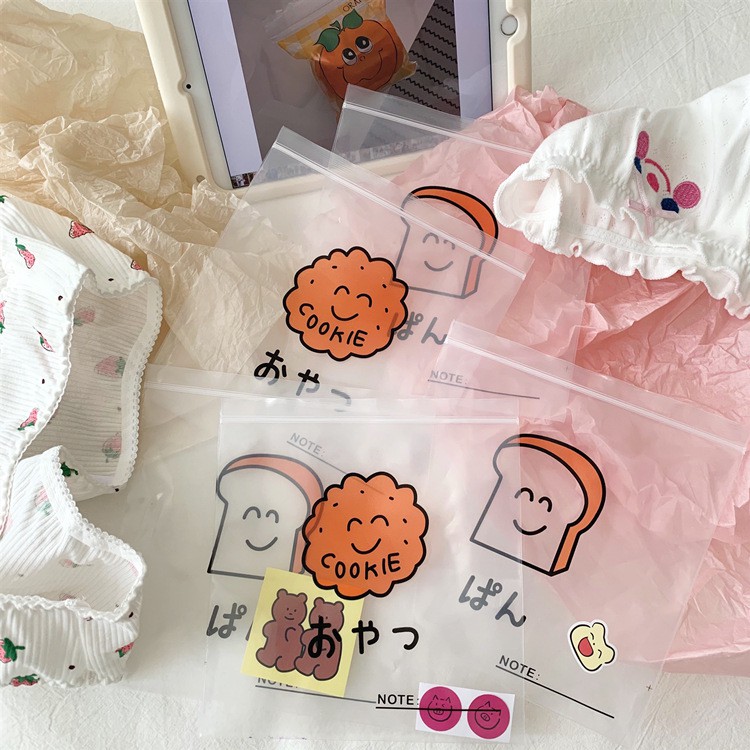 Túi Zip Ví Nhựa Mini Đựng Đồ Dùng Nhỏ Gọn Tái Sử Dụng Nhiều Lần Hình Bánh Mì Cute
