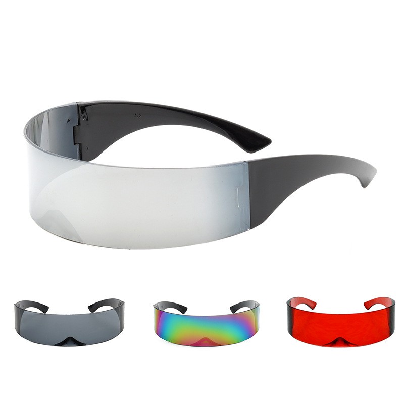 Party Glasses Visor Wrap Shield Large Mirror Sunglasses Riding Windproof Glasses Fashion Personality Glasses 【BOOBOOM】