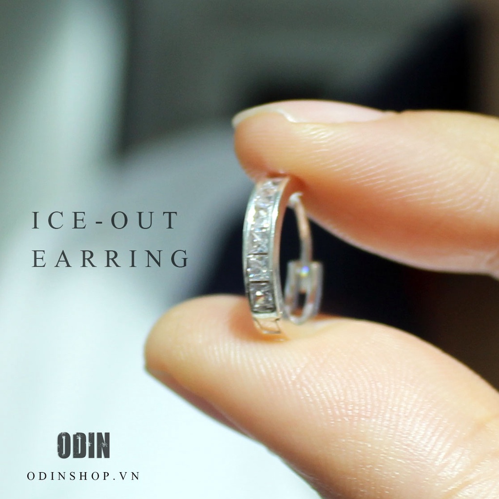 Khuyên tai Bạc vòng đính đá Nam Nữ - Ice out Earring S925 Silver