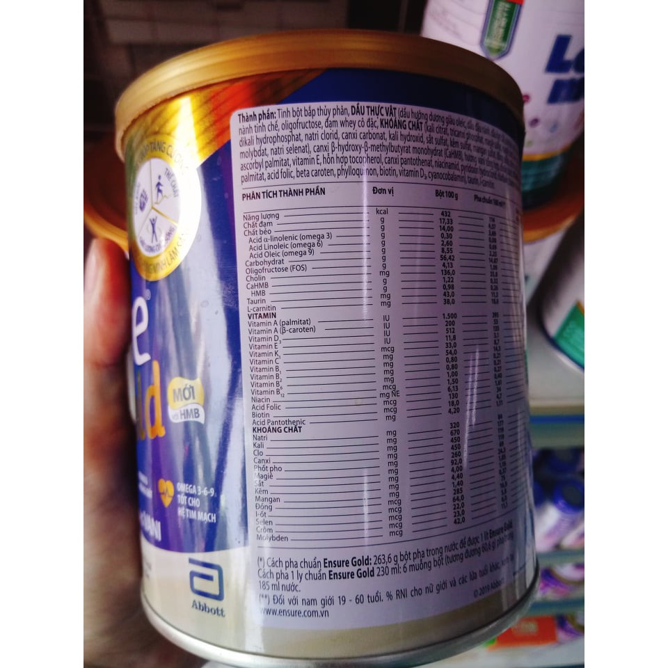 Sữa Dinh Dưỡng Ensure Gold Hương Vani  400g, 850g và lốc 6 lon