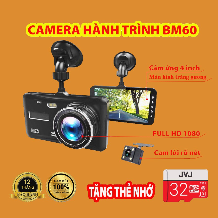 Camera Hành Trình Ô Tô BM60 PLUS, Màn Hình Cảm Ứng 4 Inch Full HD, Cam lùi rõ nét, Độ Phân Giải Cao Bảo Hành 12 Tháng