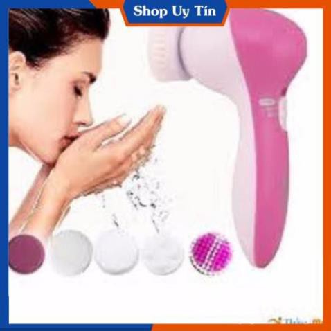 Máy Rửa Mặt Massage 5-in-1 5 đầu tiện dụng (massage, mút xốp, đá nhám,...)