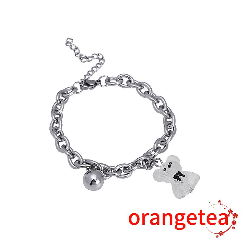 ORT-Charm Bracelet Alloy Cute Bear Pendant Adjustable Bracelet for Women Men Jewelry Accessories Birthday Gift