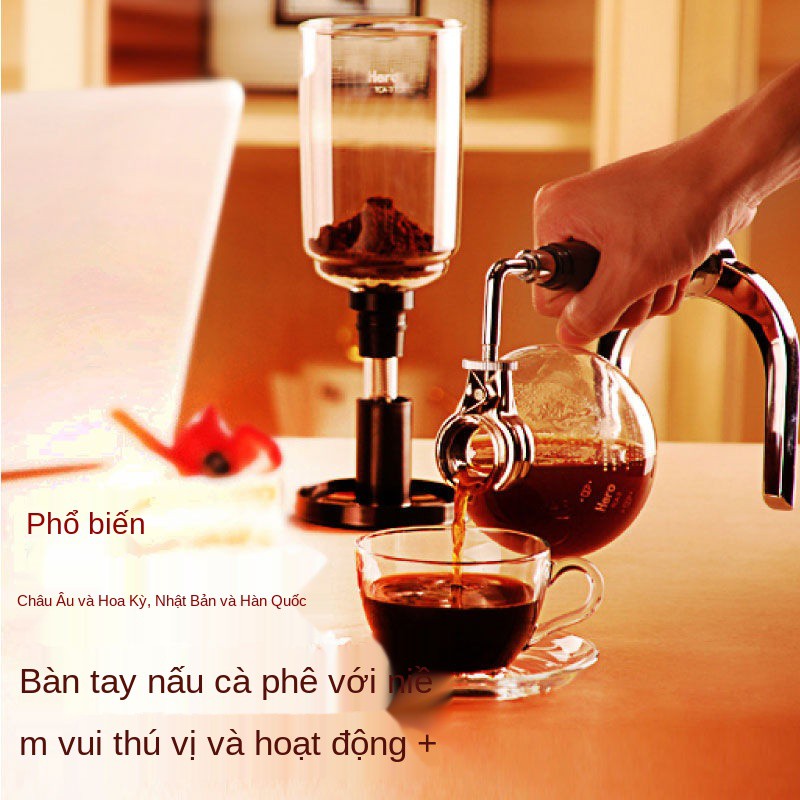 ✾♠Bình pha cà phê Hero Máy gia đình siphon thủy tinh xi phông bằng tay