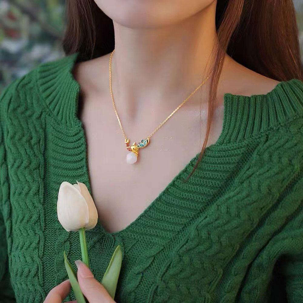 Dây Chuyền Mặt Hoa Sen Sang Trọng Phong Cách Vintage Thanh Lịch Dành Cho Nữ