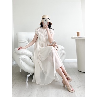đầm tay ngắn phồng viền cổ Wabisabi N0308