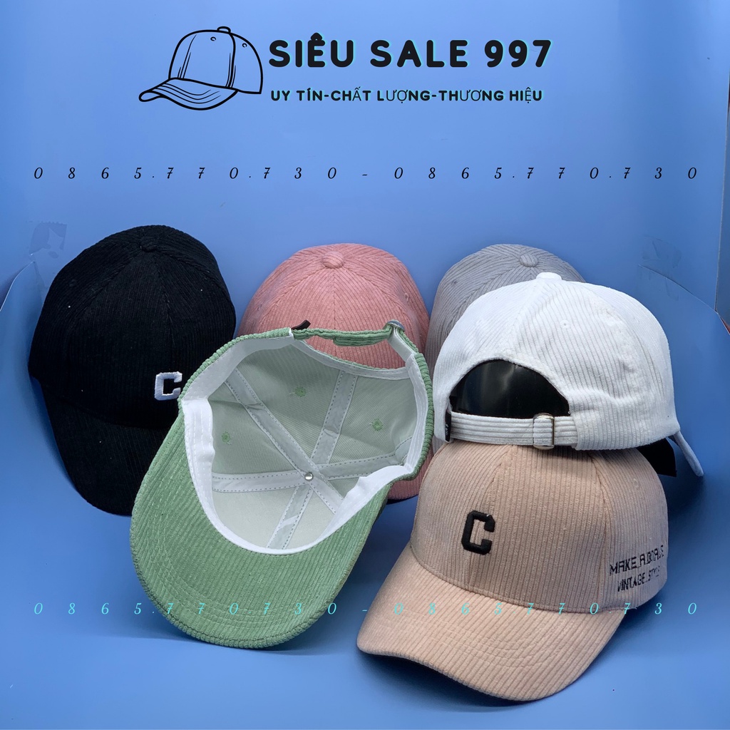 NÓN KẾT NHUNG GÂN CHỮ C NHIỀU MÀU THỜI TRANG