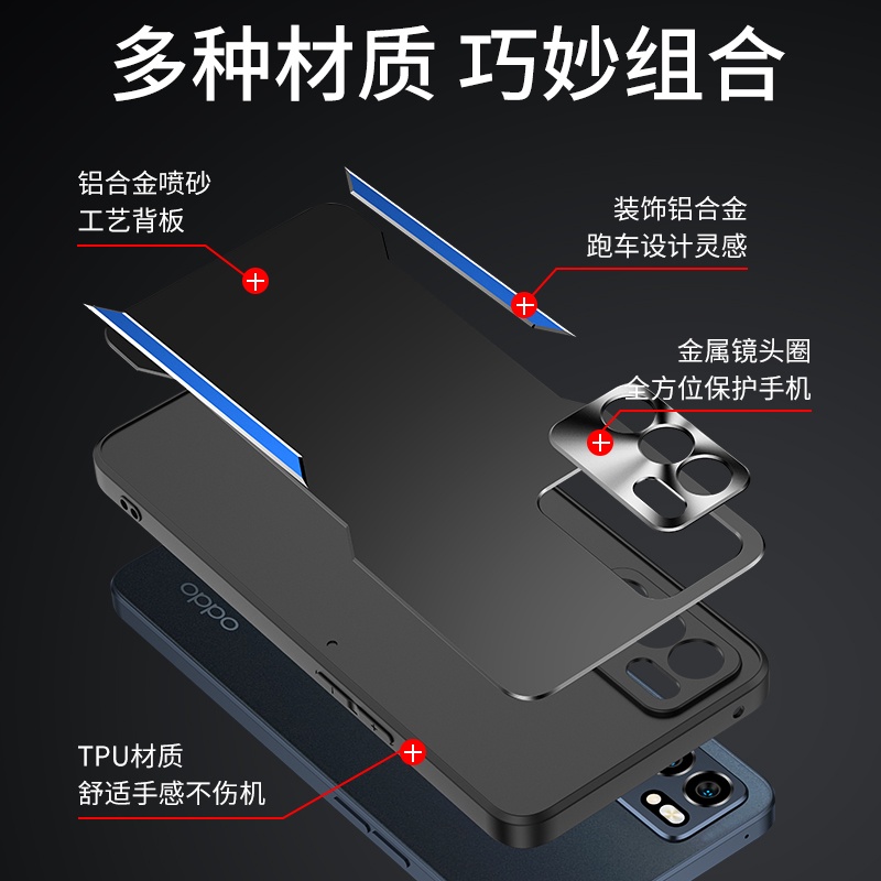 Ốp Điện Thoại PC+TPU + Hợp Kim Nhôm Chống Sốc Cho OPPO Reno 6 5G OPPO Reno 6 5G