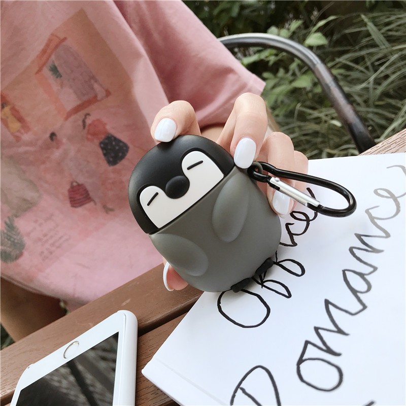 Case Airpods Chim Cánh Cụt Xám cho AirPods 1/2/Pro - airpod case