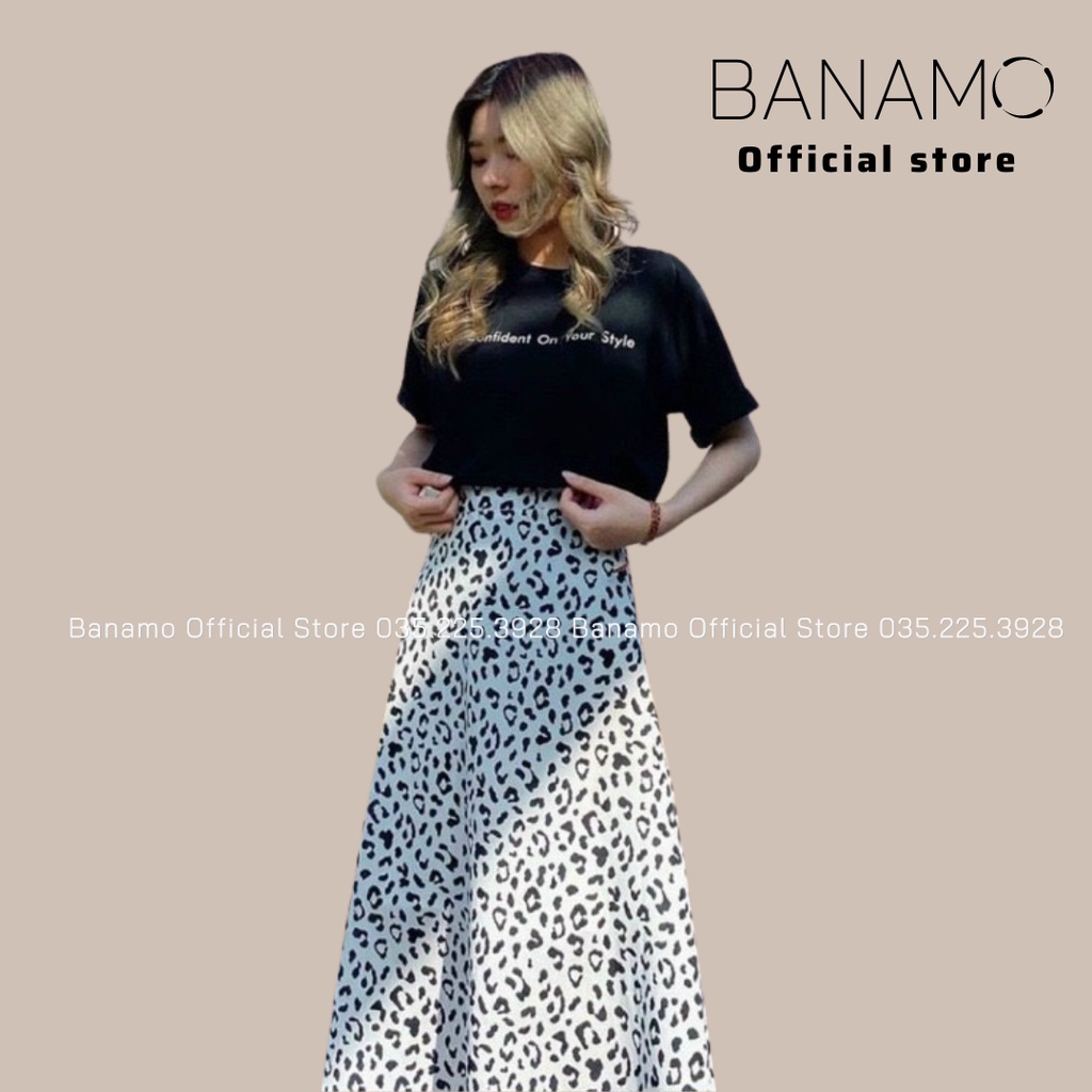 Chân váy xòe dáng dài phong cách vintage và áo phông chữ thời trang BANAMO FASHION 591