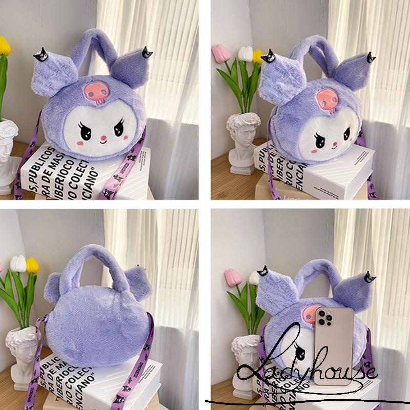 Túi đeo chéo vai hình chú chó/thỏ hoạt hình nhồi bông dễ thương cho bé gái