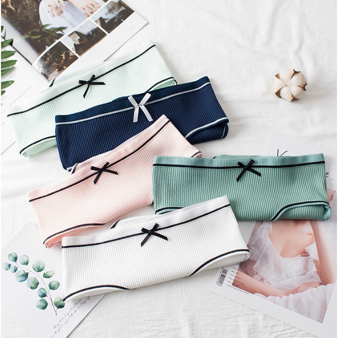 Quần Lót Nữ Cotton Gân Tăm Kháng Khuẩn Thoáng Mát