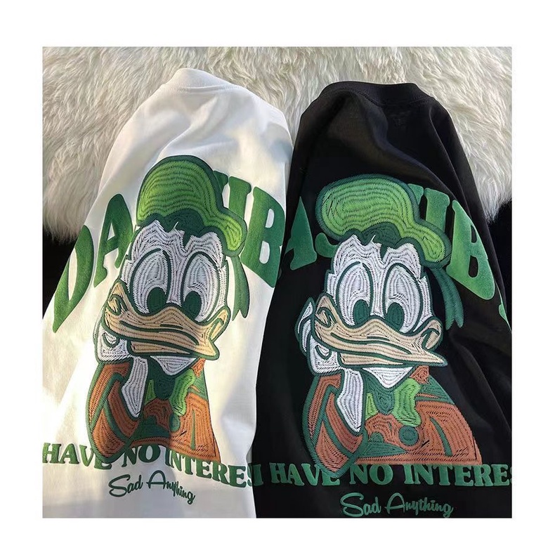 Áo Thun Cotton Ngắn Tay Dáng Rộng In Hình Vịt Donald Đơn Giản Thời Trang Mùa Hè Cho Nữ