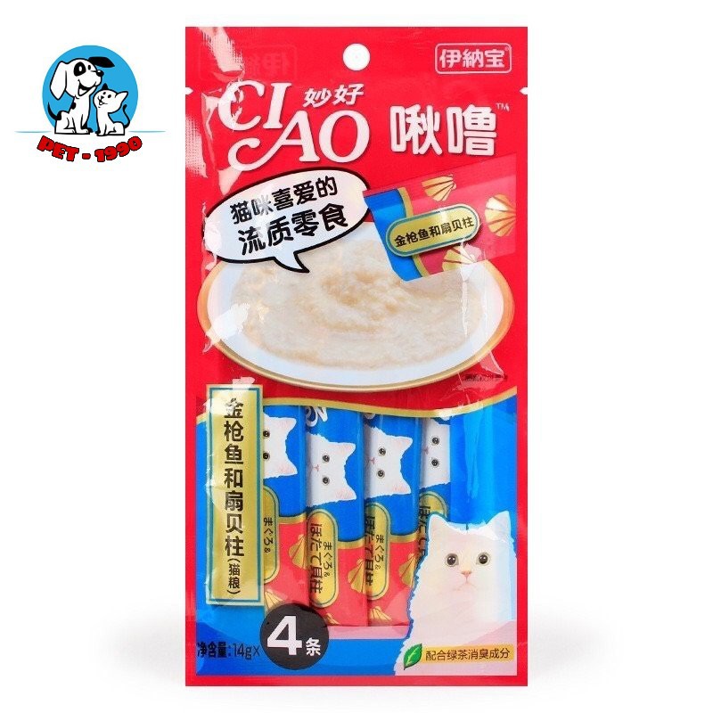 Pate/Súp Ciao Dạng Gói Dùng Để Thưởng Cho Chó Mèo ( Túi 4 Gói x 14g )