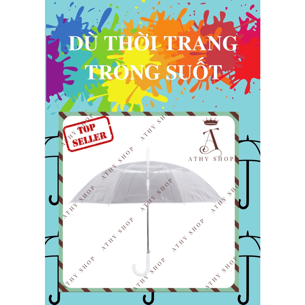 Ô TRONG SUỐT 50 CM, dù đi mưa thời trang, dù giá rẻ bền đẹp ô che nắng chụp hình quay phim diễn văn nghệ umbrella rain