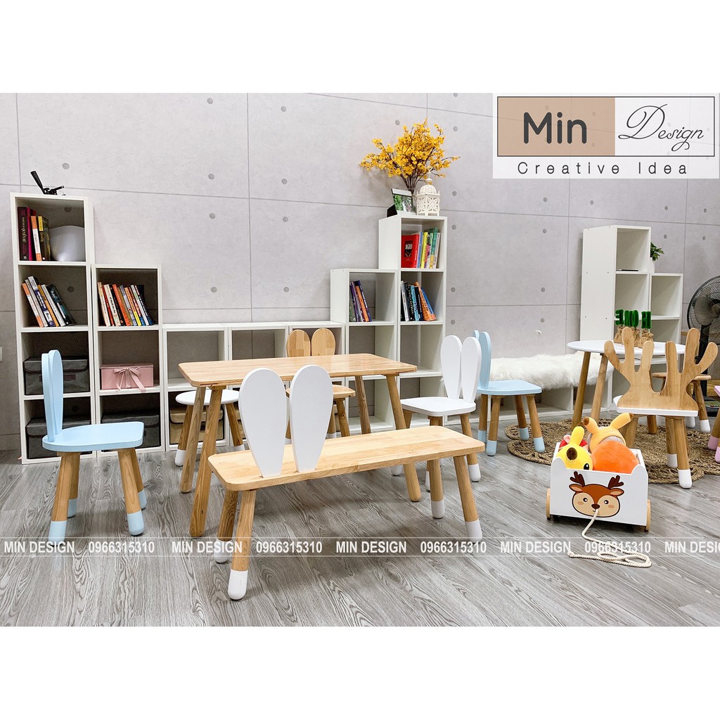 Bàn ghế cho bé - 100% Gỗ Cao su tự nhiên kết hợp chân gỗ Sồi tự nhiên! | BigBuy360 - bigbuy360.vn